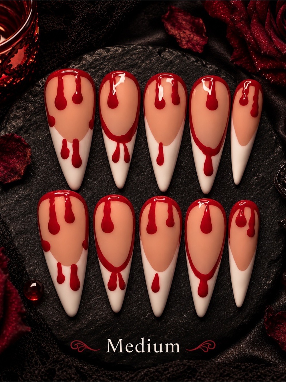 🩸 Bloody French Tip Press-On Nails 🩸